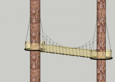 3D drawing of a suspension bridge on trees