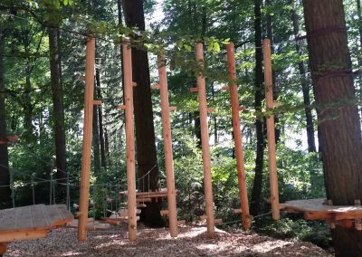 Climbing elements at a forest playground