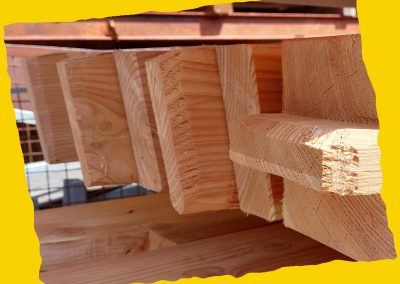 Tenon as a timber joint for larch beams.