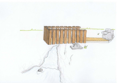 Drawing of a footbridge for a concept of a theme trail